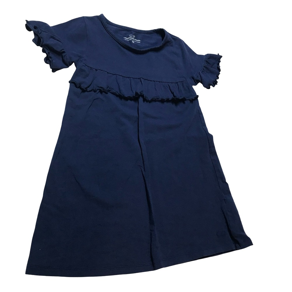 Vineyard Vines Kids Navy Blue Ruffle Sleeve Tunic Dress XS‎ 5-6